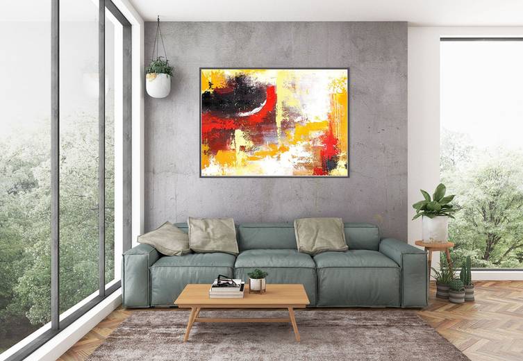 Brown Handmade Contemporary Abstract Canvas Wall Art C49AF